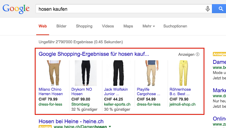 quảng cáo mua sắm trên mạng tìm kiếm của Google